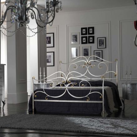 Double bed with coordinated iron footboard Made in Italy - Penny Viadurini