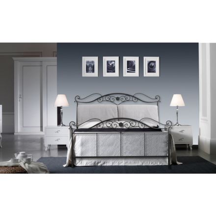 Double bed with matching footboard and headboard with cushions - Life Viadurini