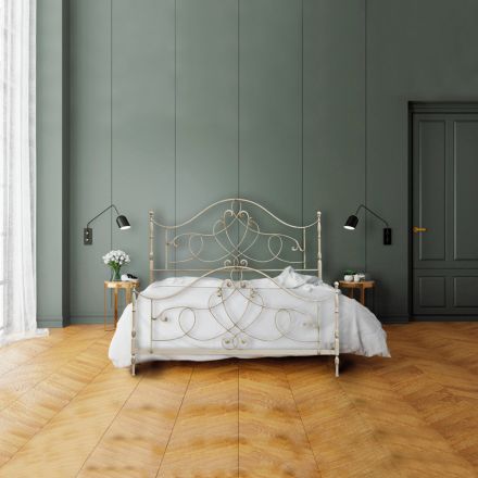Double bed with coordinated footboard in different finishes - Size Viadurini