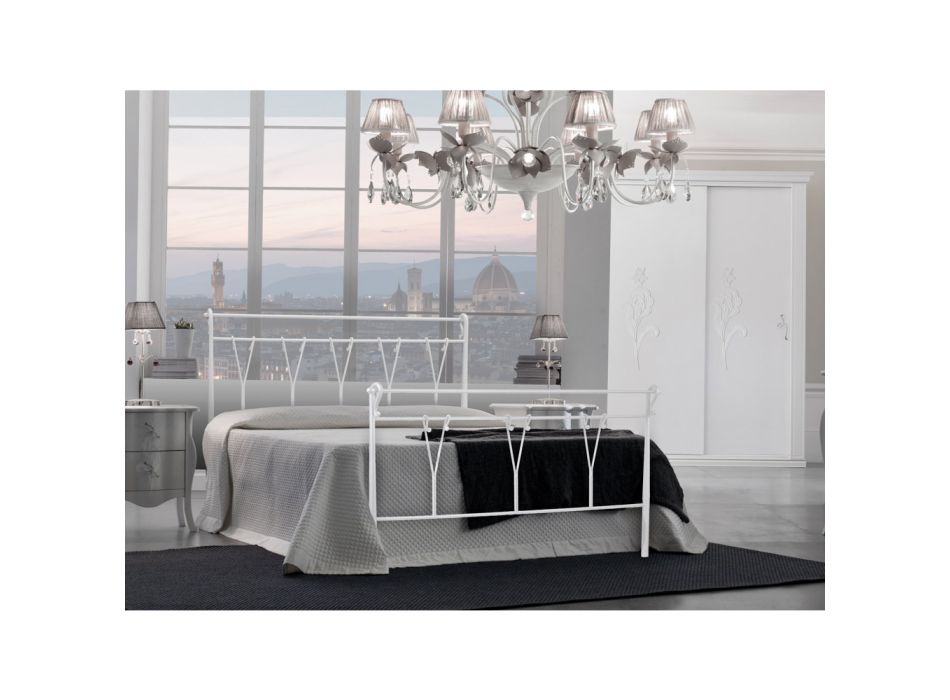 Double bed with footboard in different finishes Made in Italy - Finish Viadurini