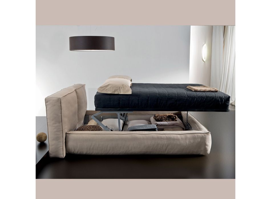 Double bed with optional bed base and storage unit Made in Italy - Ribelle Viadurini