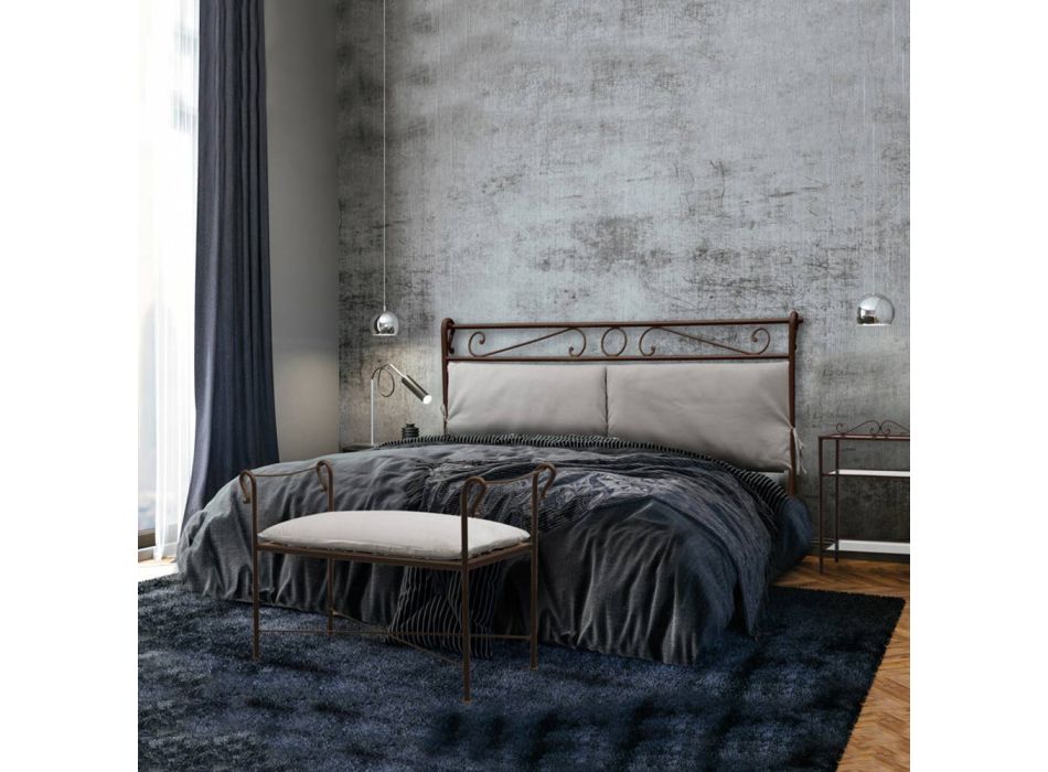 Double bed with headboard and iron bed frame Made in Italy - Paste Viadurini