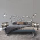 Double bed with iron headboard, 2 bedside tables and mattress - Design Viadurini