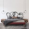 Double Bed with Iron Headboard and Padded Bed Frame Made in Italy - Kenzo