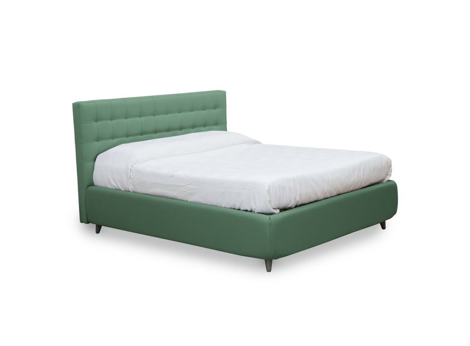 Double bed with headboard in eco-leather or fabric Made in Italy - Buddy Viadurini