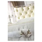 Classic Style Double Bed in Iron and Leather Made in Italy - King Viadurini