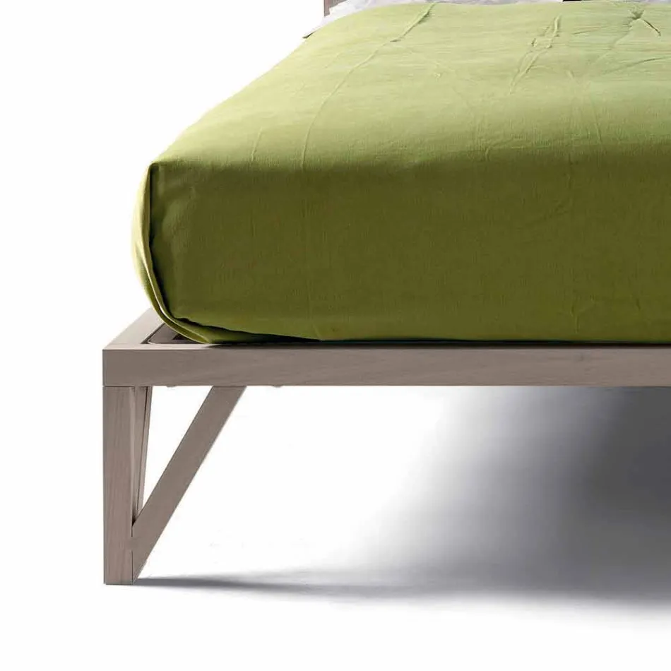 Design double bed 160x200cm with solid Alain walnut base Viadurini