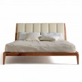 Modern bed Menardo with leather headboard, made in Italy, 160x200 cm
