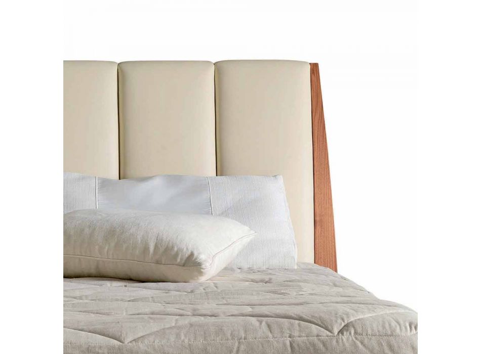 Design double bed with leather upholstered headboard Menardo Viadurini