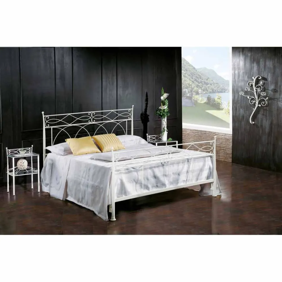 Wrought iron double bed Sydney, classic design, handmade in Italy Viadurini