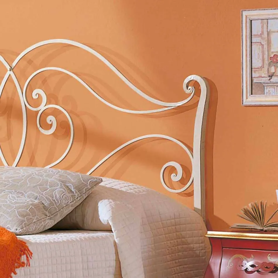 double bed of solid iron Allie design, made in Italy Viadurini