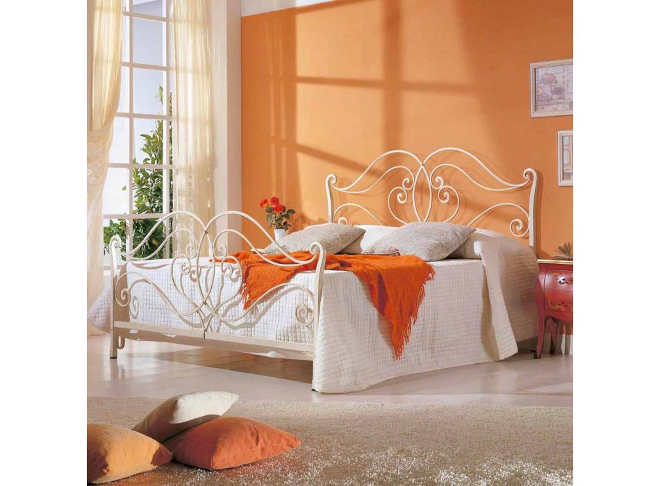 double bed of solid iron Allie design, made in Italy Viadurini