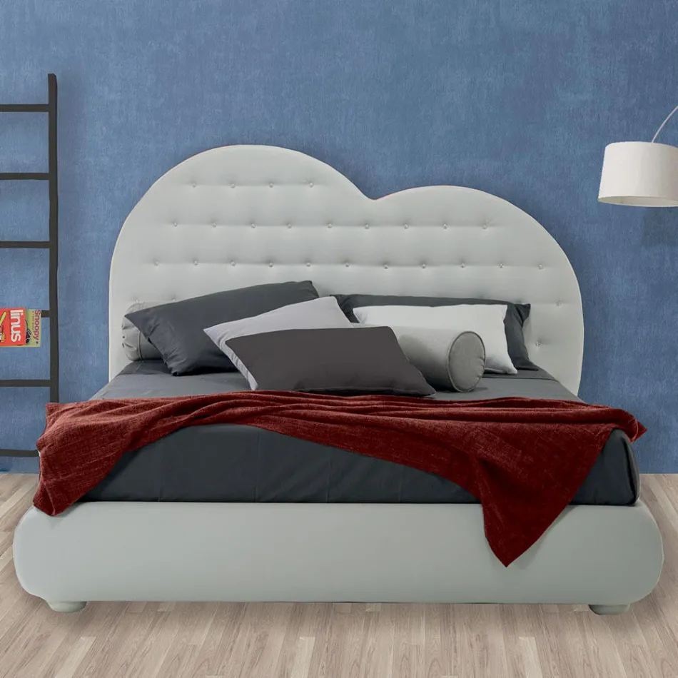 Luxury Double Bed with Box and Swarovski Made in Italy – Little Heart Viadurini