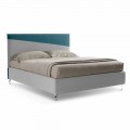 Luxury Double Bed with Box in Two-Tone Fabric Made in Italy - Carmelo