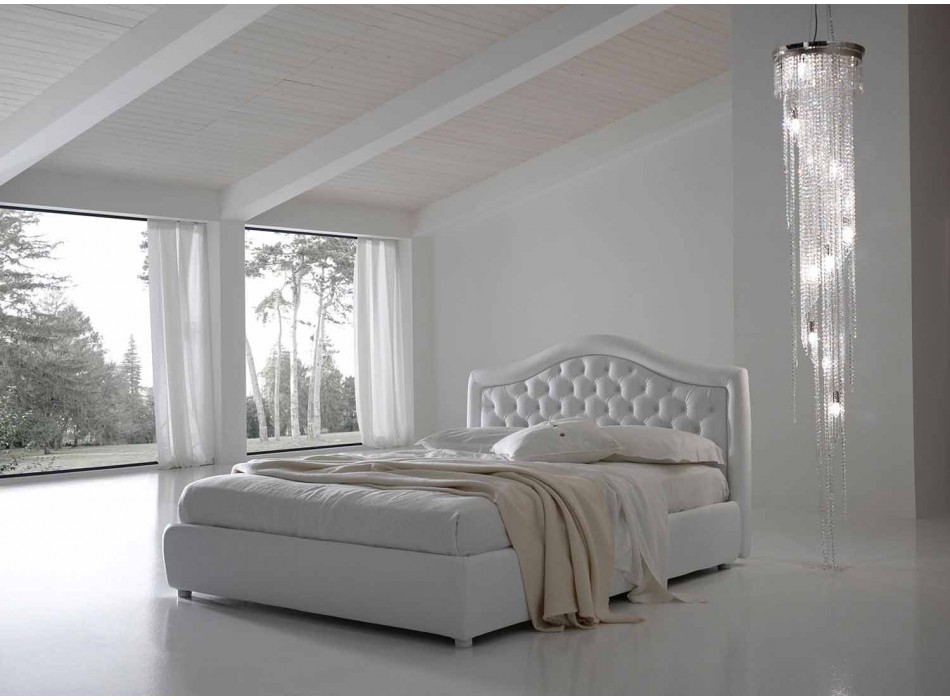 Quilted capitonnè double bed, classic design, Capri Bolzan Viadurini