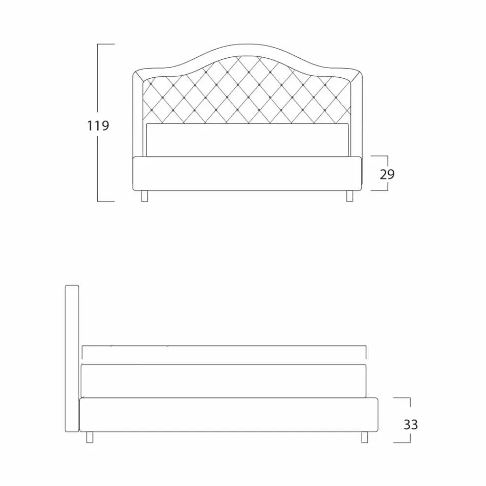 Quilted capitonnè double bed, classic design, Capri Bolzan Viadurini