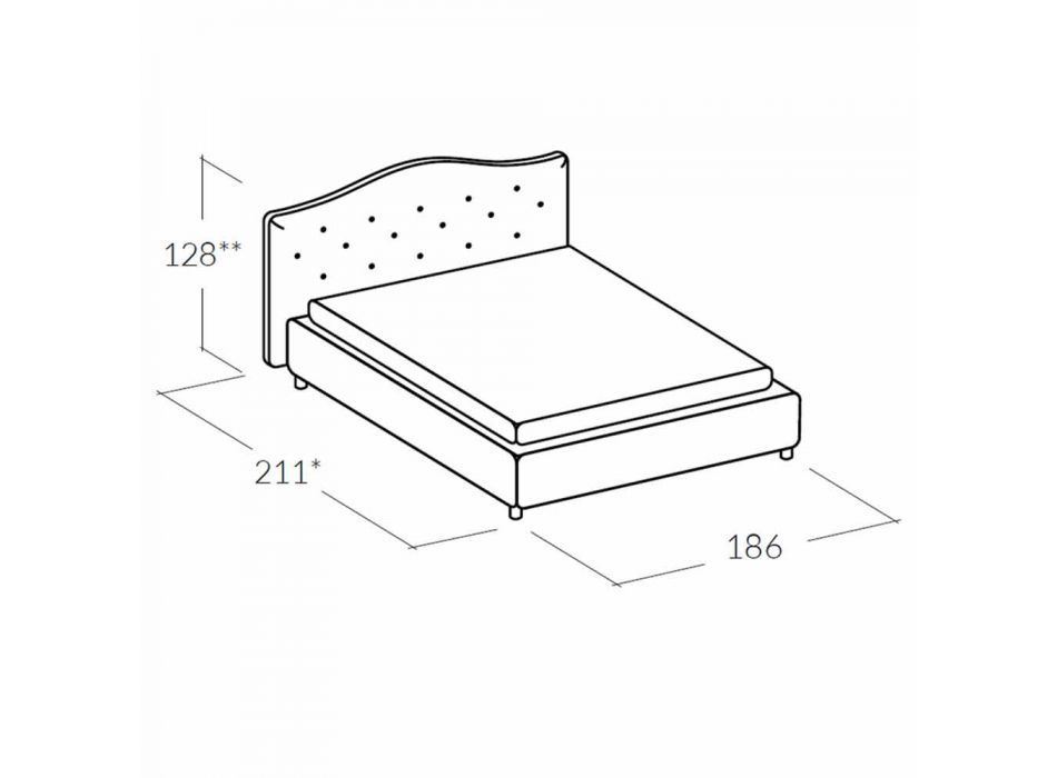 Padded double bed with storage box 160x190 / 200cm Leone Viadurini