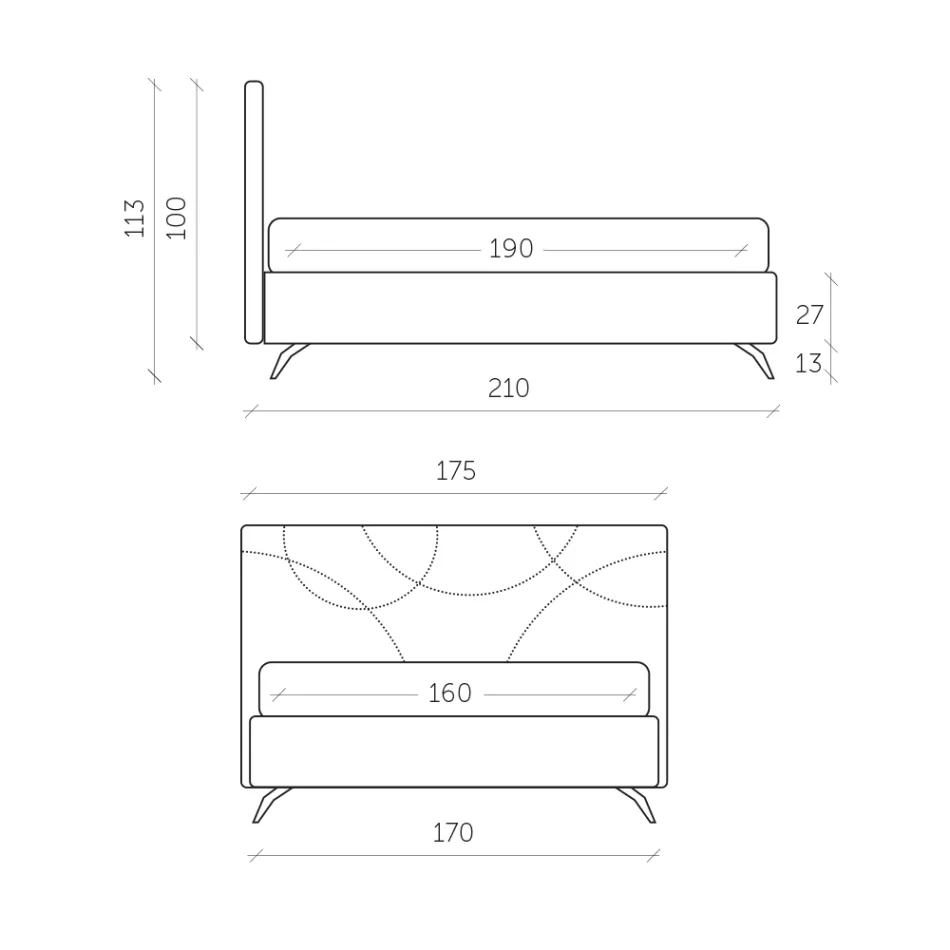 Upholstered Double Bed with Storage Box Made in Italy - Sunflower Viadurini