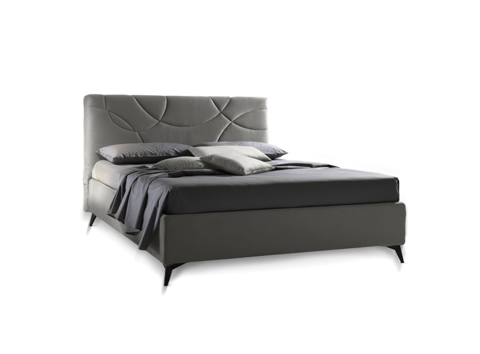 Upholstered Double Bed with Storage Box Made in Italy - Sunflower Viadurini
