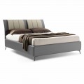 Upholstered Double Bed with Box in Bicolor Ecoleather Made in Italy - Gagia