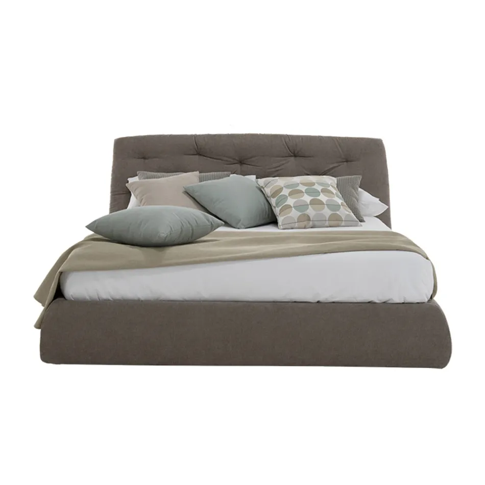 Upholstered double bed with box in eco-leather or fabric made in Italy - Nasello Viadurini