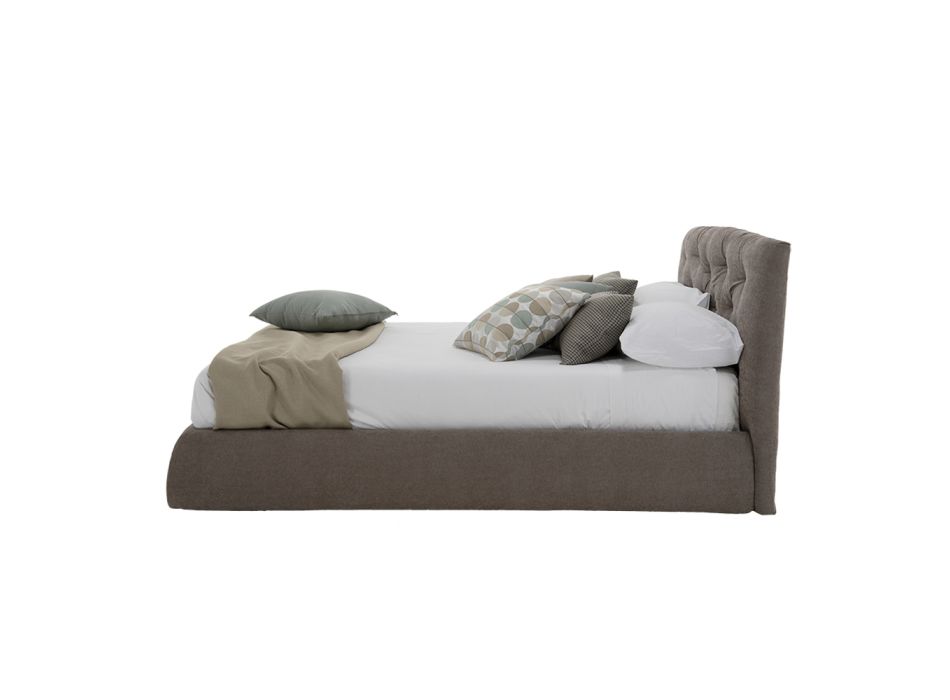 Upholstered double bed with box in eco-leather or fabric made in Italy - Nasello Viadurini