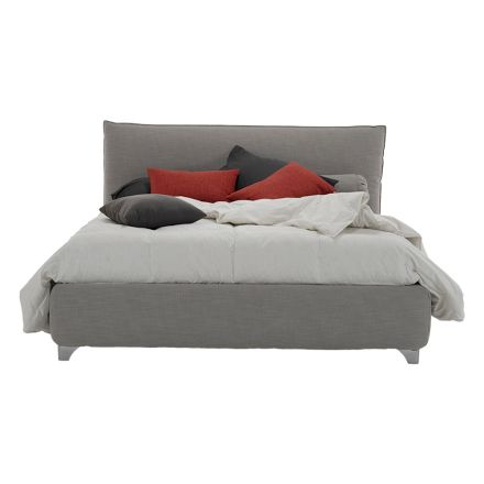 Upholstered double bed with box, fabric or eco-leather Made in Italy - Lardino Viadurini