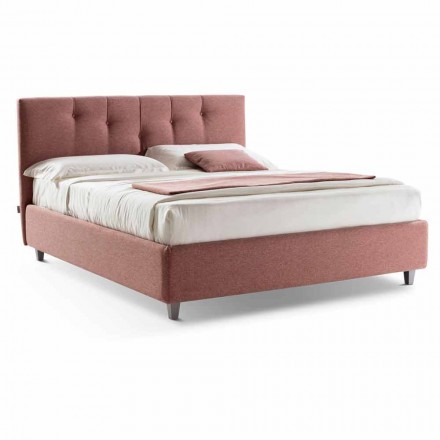 Upholstered Double Bed with Fabric Container Made in Italy - Mask Viadurini