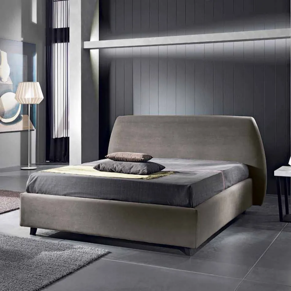 Padded double bed with modern container 160x190 / 200 Reby Viadurini