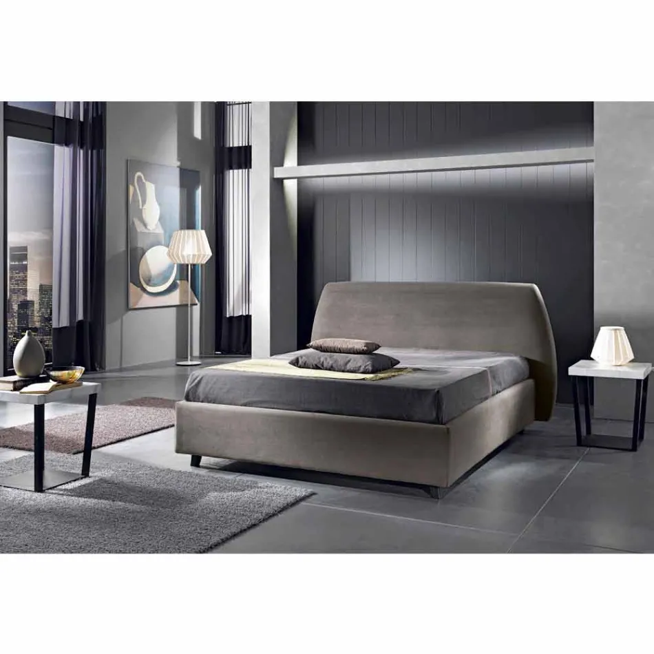 Padded double bed with modern container 160x190 / 200 Reby Viadurini