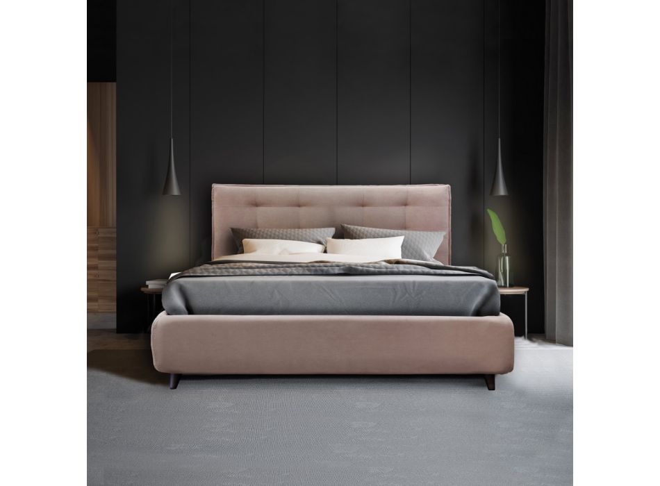 Upholstered Double Bed with Optional Storage Made in Italy - Akira Viadurini