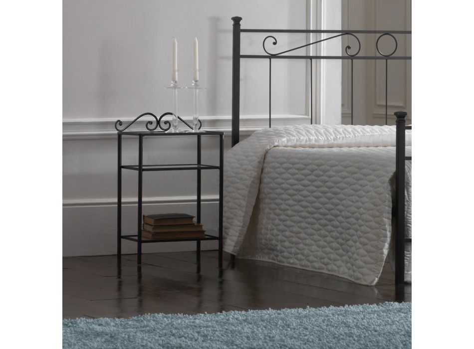 Upholstered Double Bed with Mattress and 2 Bedside Tables Made in Italy - Rolly Viadurini