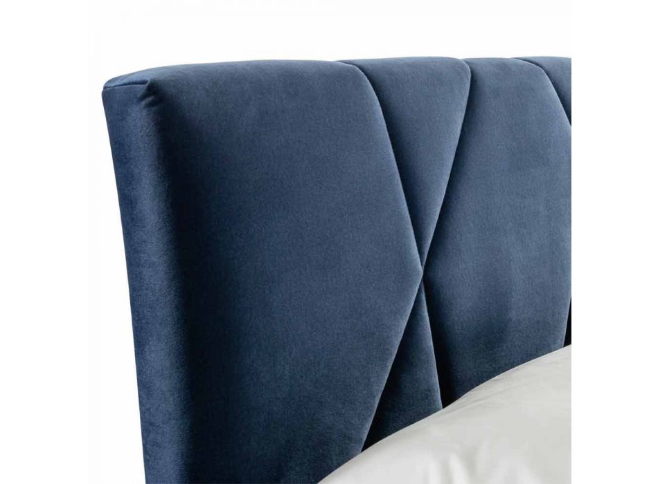 High Quality Upholstered Double Bed Fabric Made in Italy - Pebble Viadurini