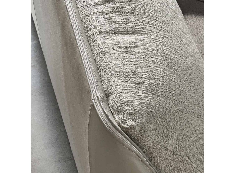 Double Bed Padded and Covered in Fabric and Leather Made in Italy - Lula Viadurini