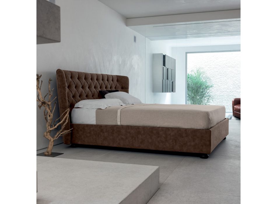 Double Bed Upholstered in Polyurethane Foam Made in Italy - Capriccio Viadurini