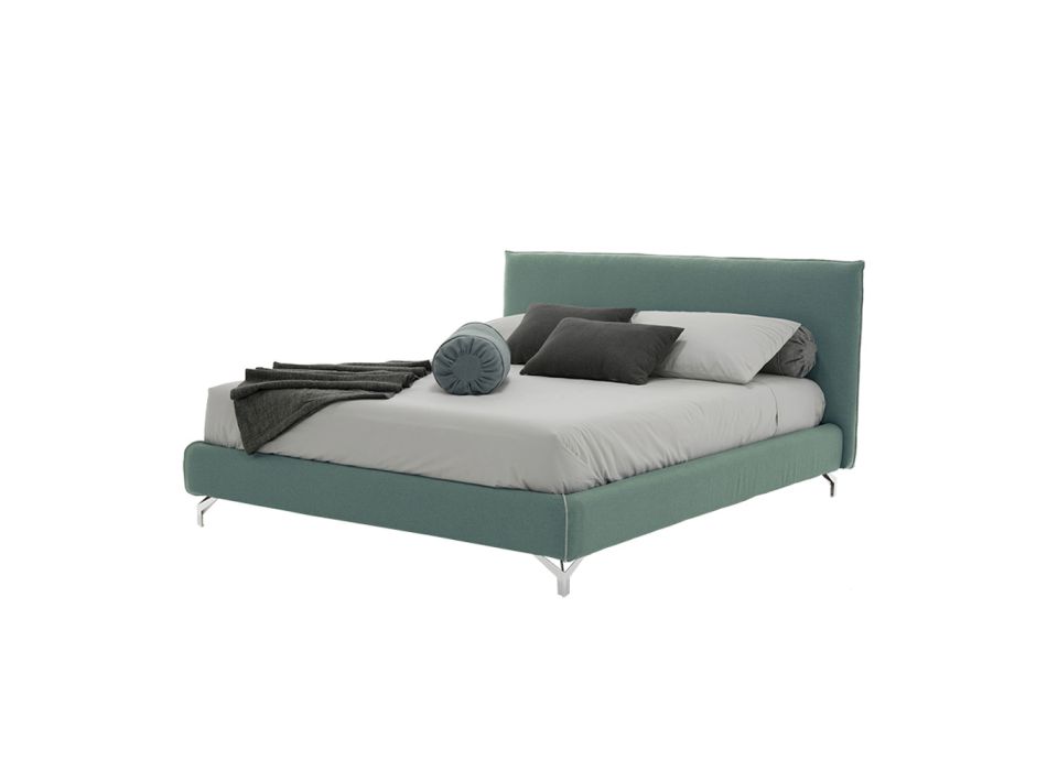 Double Bed Upholstered in Fabric or Ecoleather Made in Italy - Elettro Viadurini