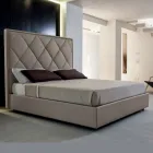 Upholstered Double Bed Covered in Fabric or Leather - Celebre Viadurini