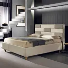 Imitation leather double bed with storage box 160x190 / 200 cm Gin Viadurini
