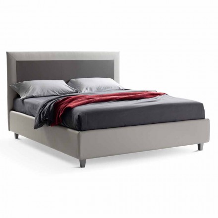 Double Bed in Faux Leather with Box and Smooth Headboard Made in Italy - Arturo Viadurini