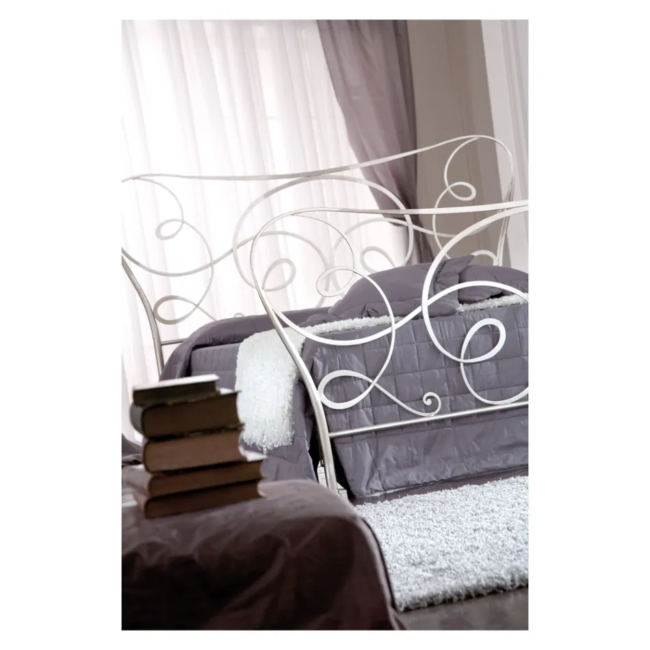 Iron Double Bed with Optional Footboard Made in Italy - Lampo Viadurini