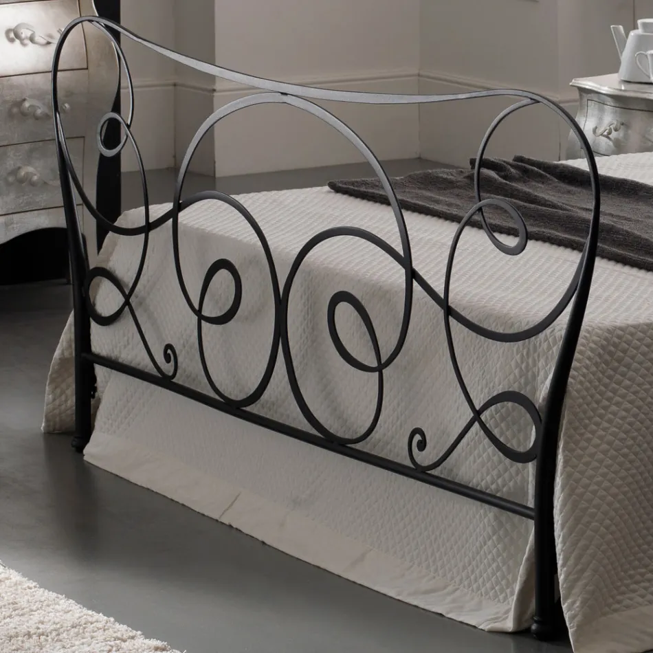 Iron Double Bed with Optional Footboard Made in Italy - Lampo Viadurini