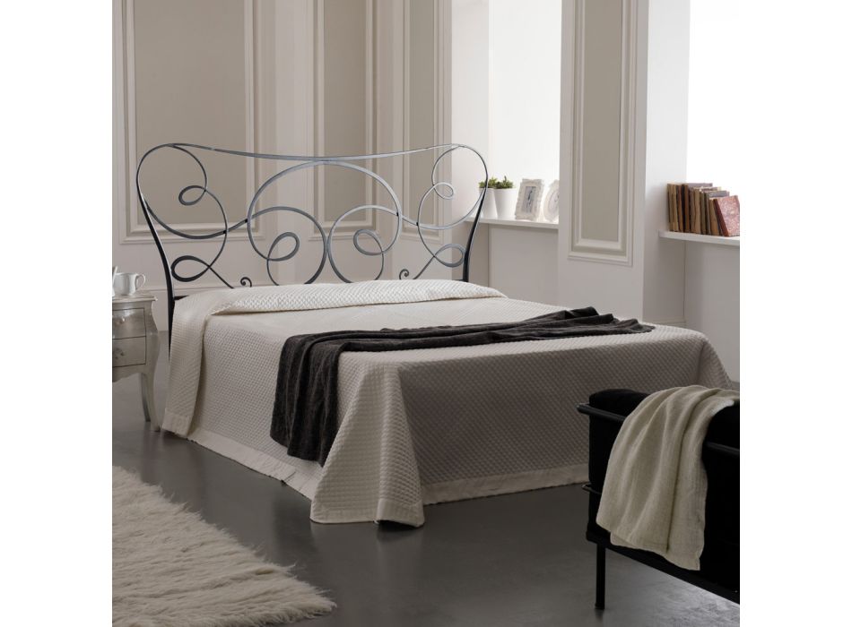 Iron Double Bed with Optional Footboard Made in Italy - Lampo Viadurini