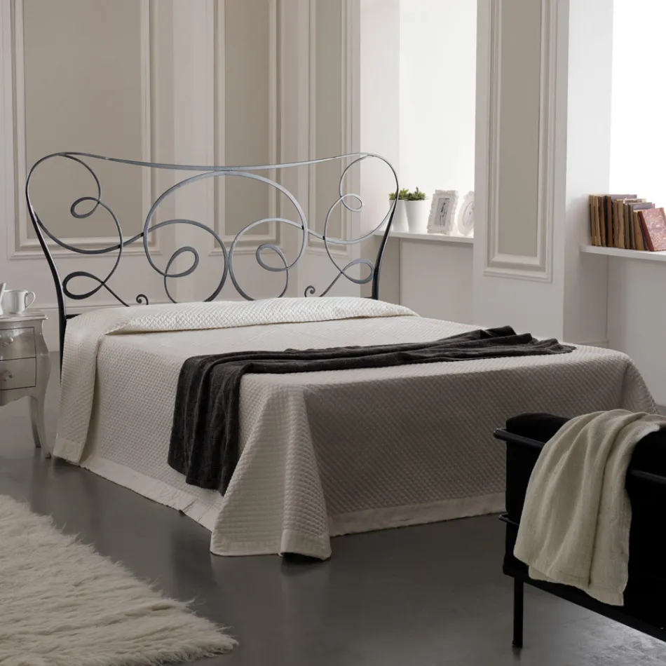 Iron Double Bed with Optional Footboard Made in Italy - Lampo Viadurini