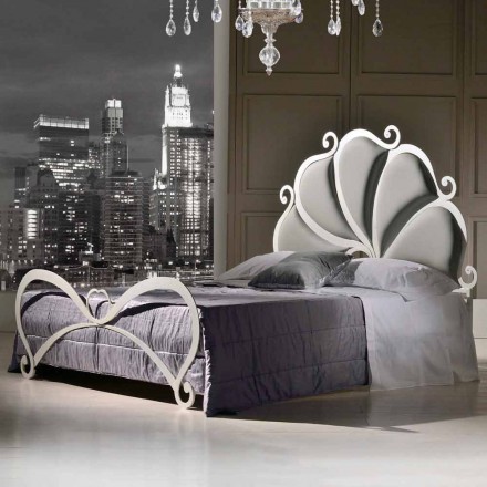 Double bed upholstered with iron crystals Kimberly Viadurini