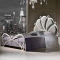 Upholstered iron double bed with crystal decorations Kimberly