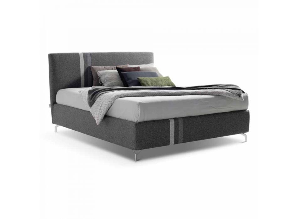 Fabric double bed with container Made in Italy - Paolo Viadurini