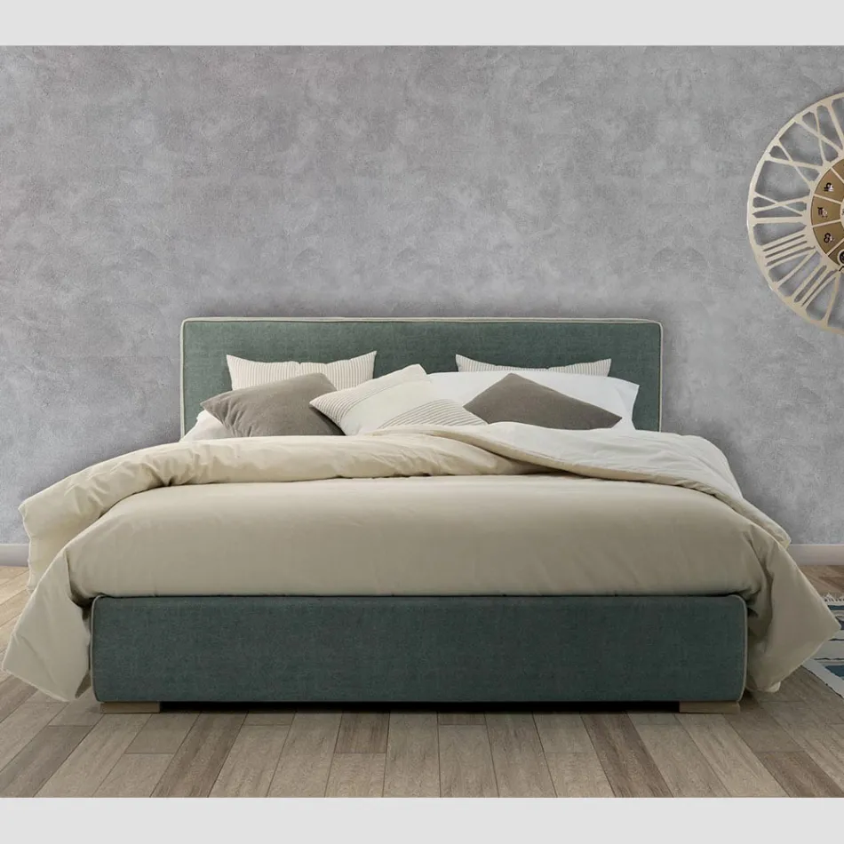 Double bed in fabric or eco-leather with storage unit Made in Italy – Etoile Viadurini