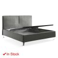 Double bed in fabric or velvet with storage unit Made in Italy - Ernesto