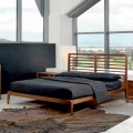 Modern design bed Didimo, solid walnut bed structure, made in Italy