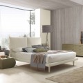 Modern double bed, with thin base and without box, Iorca by Bolzan